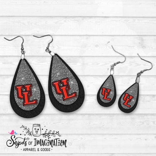 Earrings - UL on Silver Sparkle and Black Background