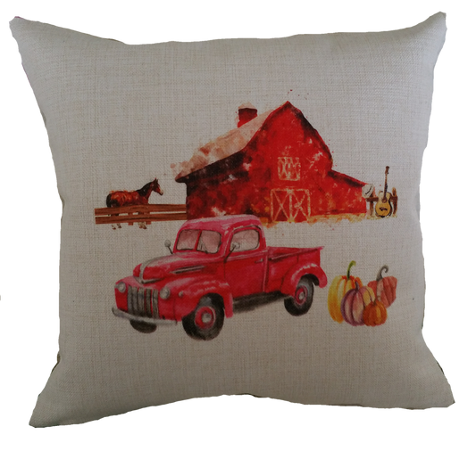 Pillow - Fall Farm with Horse and Truck