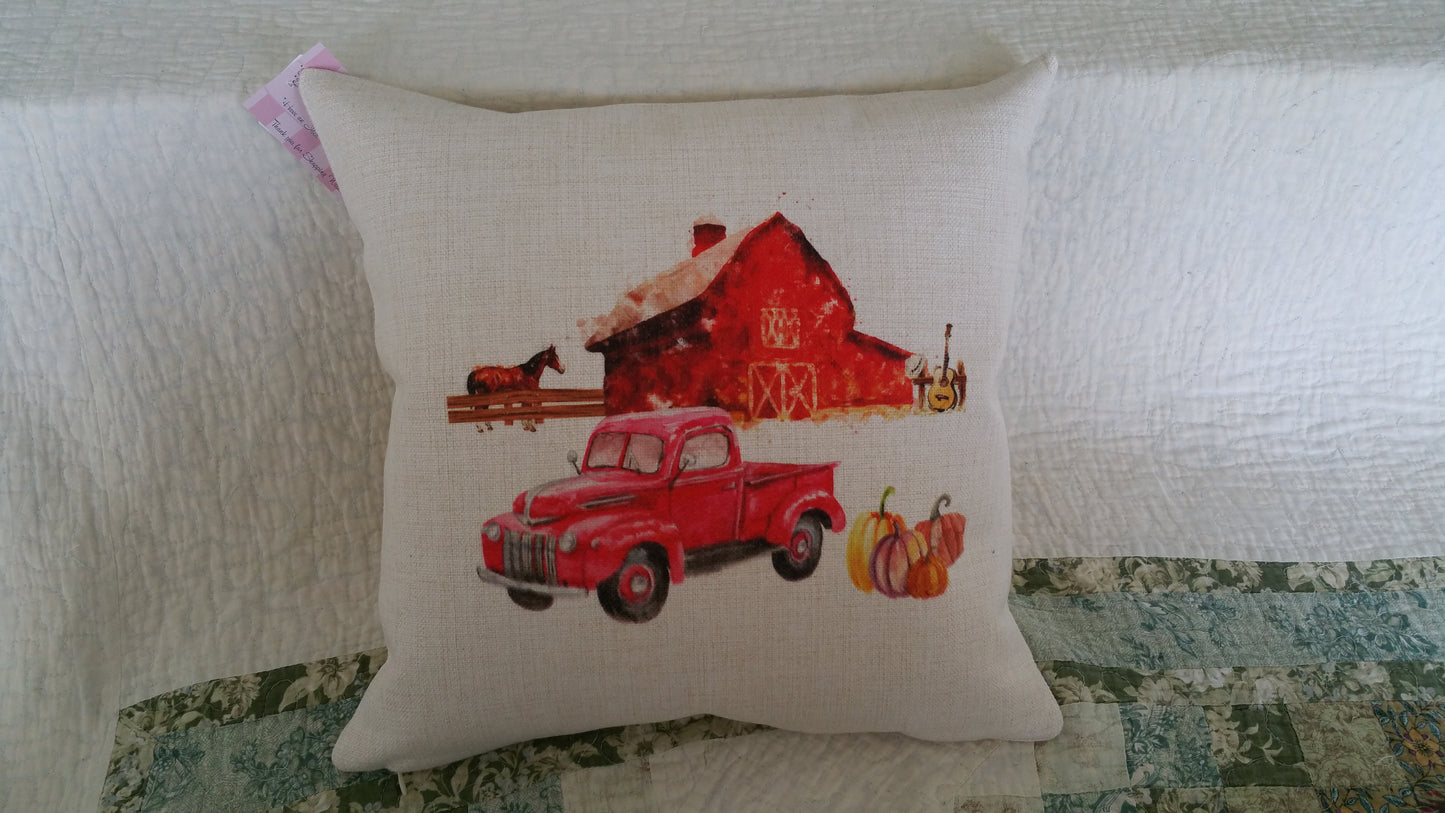 Pillow - Fall Farm with Horse and Truck
