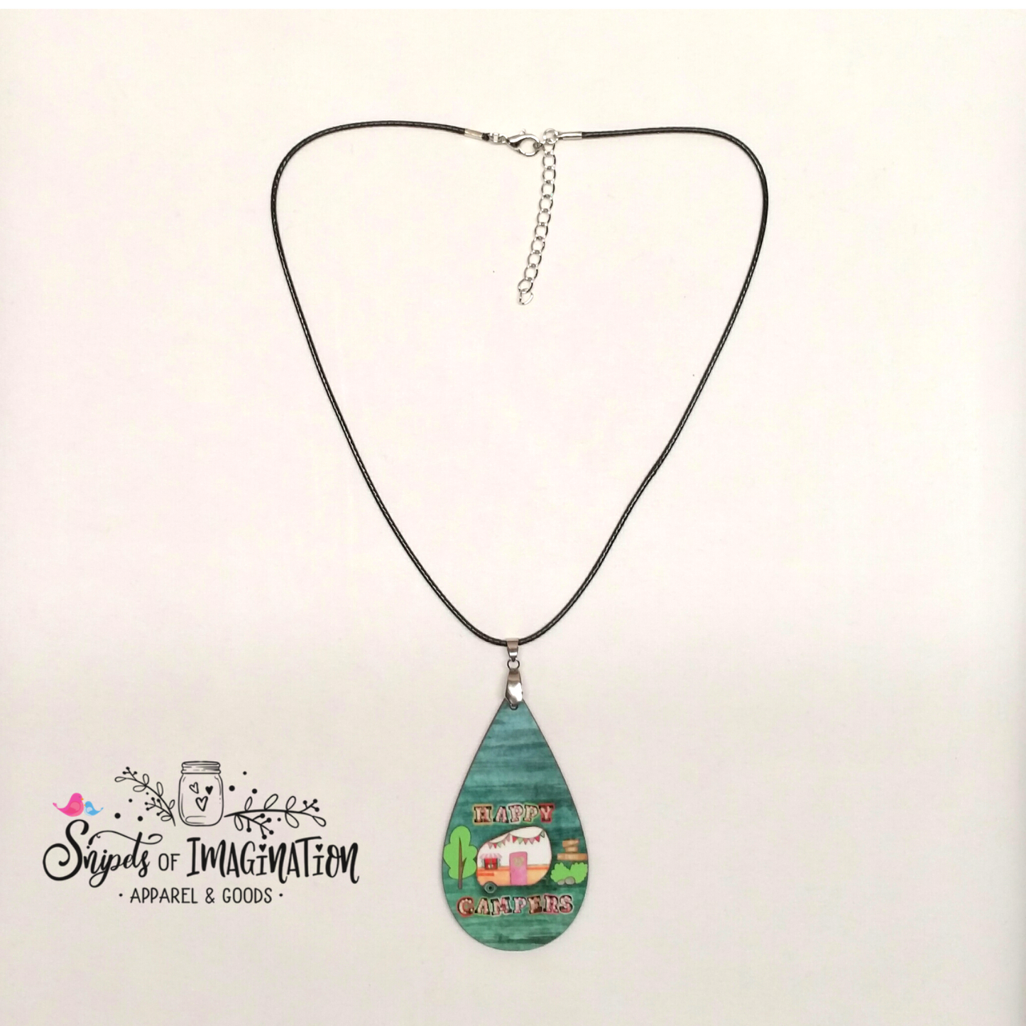 Necklace - Camper and Happy Campers on Teal