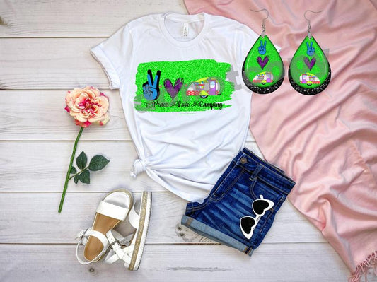 Earrings and/or Shirt - Short Sleeve - T-Shirt - Peace Love Camper