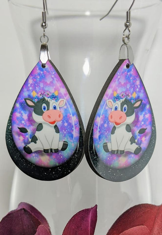 Earrings - Cute Black and White Cow