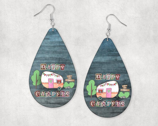 Earrings - Happy Campers and Camper on Teal