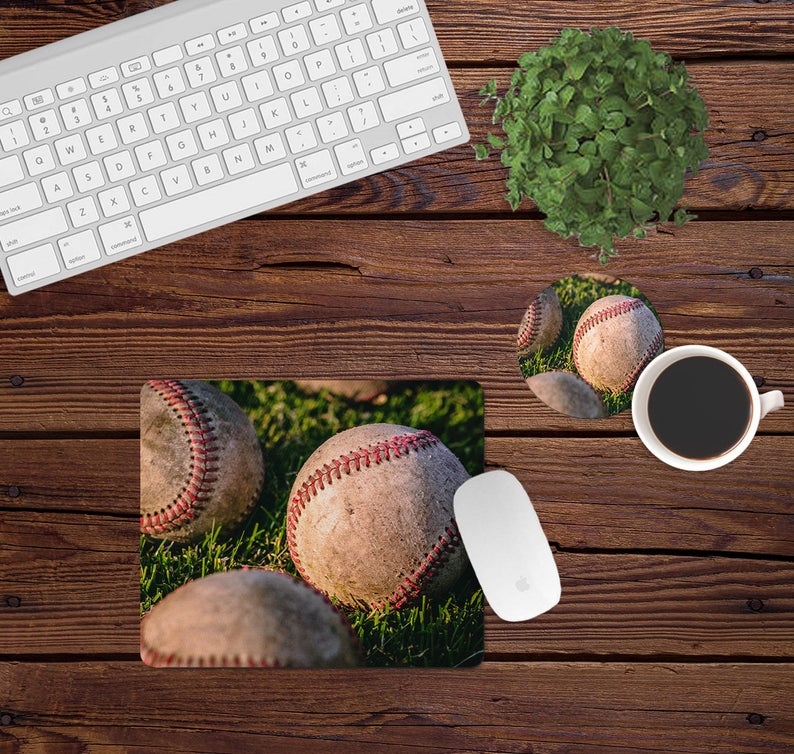 Desk/Table Set - Includes Mousepad and Coaster - Baseball Grass