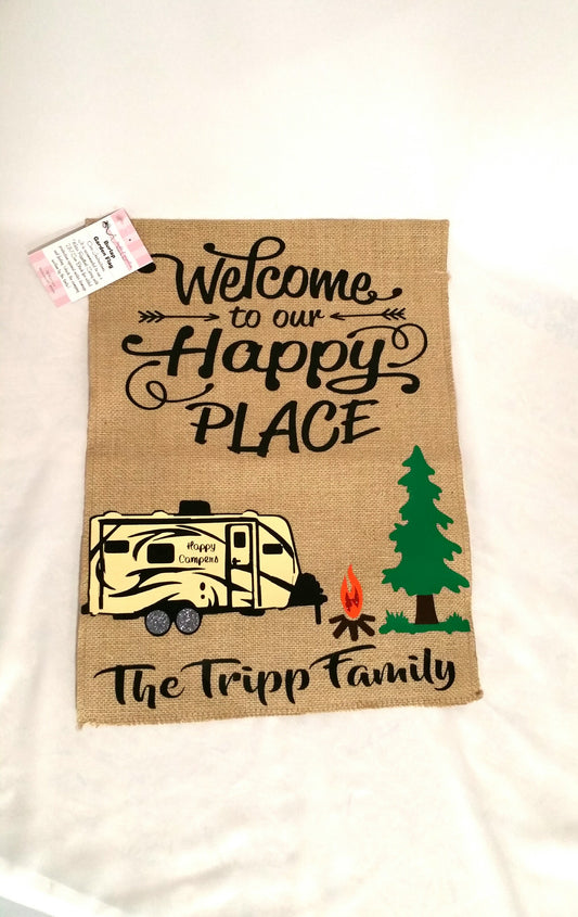 Flag - Welcome To Our Happy Place Personalized